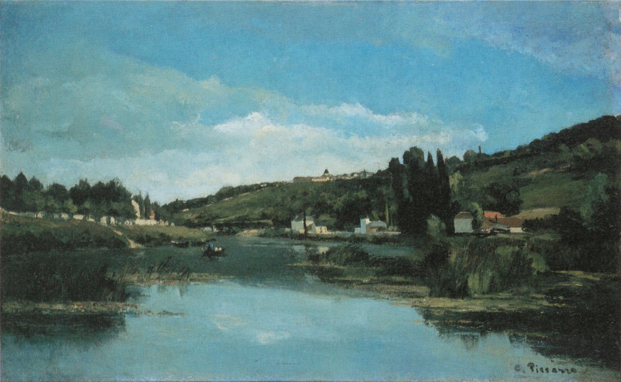 Bords de la Marne à Chennevières av Camille Jacob Pissarro