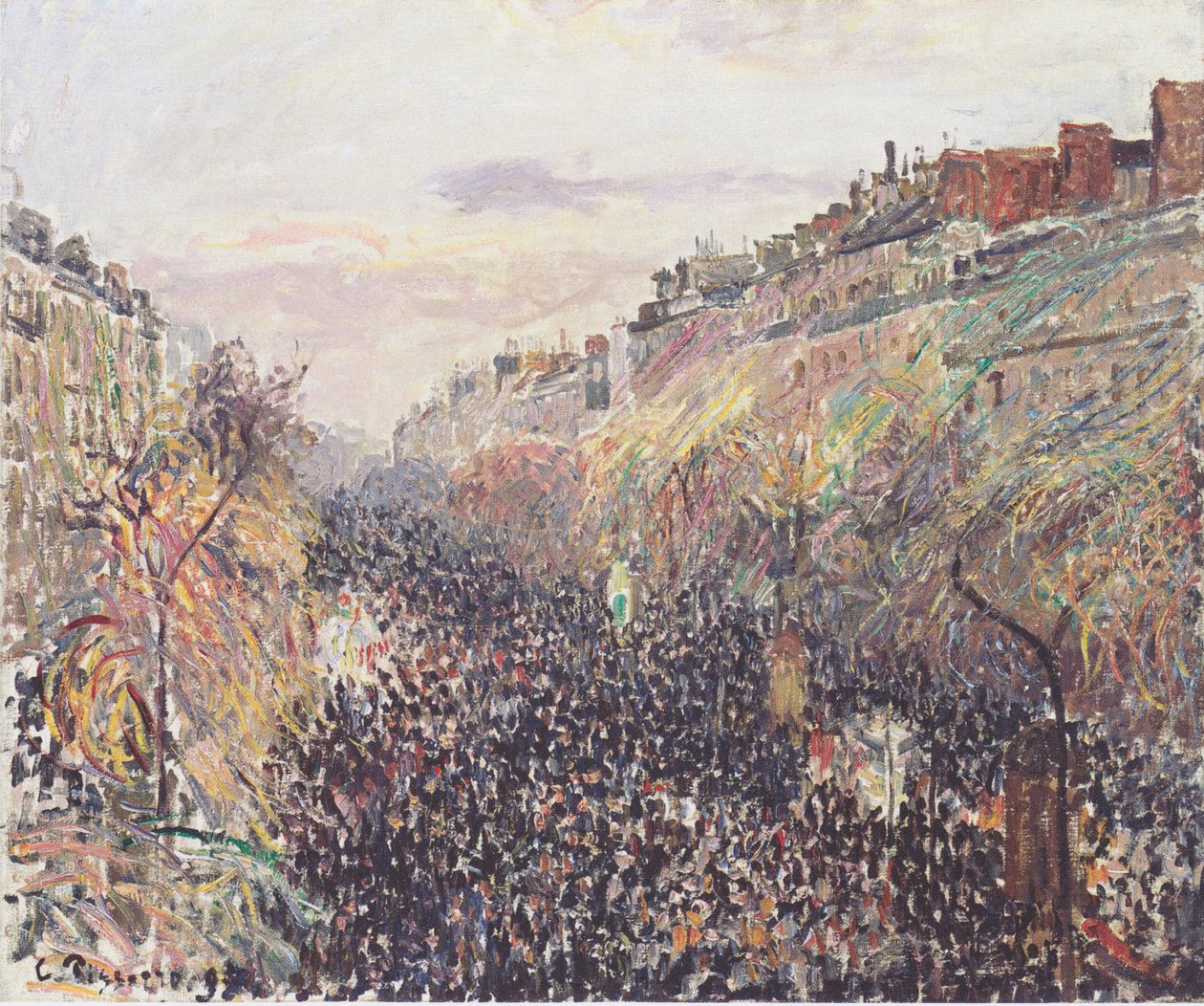 Boulevard Montmartre, på tisdag, vid solnedgången av Camille Jacob Pissarro