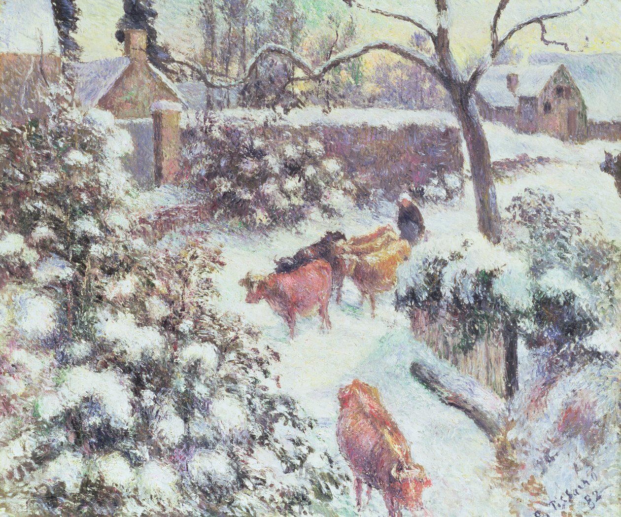 Snöeffekt i Montfoucault, 1882 av Camille Jacob Pissarro