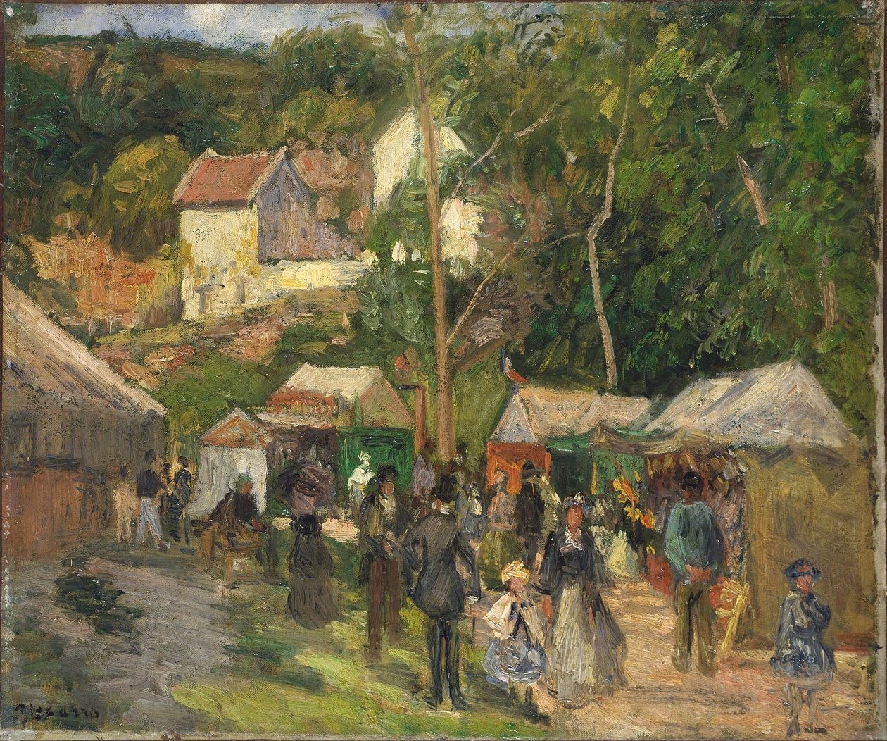 Festival at LHermitage av Camille Jacob Pissarro