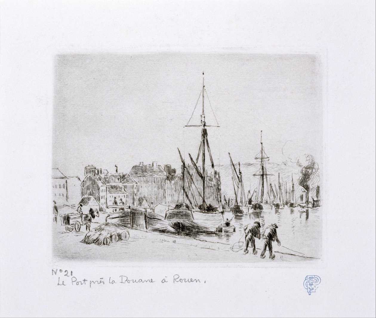Hamnen nära Douanne i Rouen av Camille Jacob Pissarro