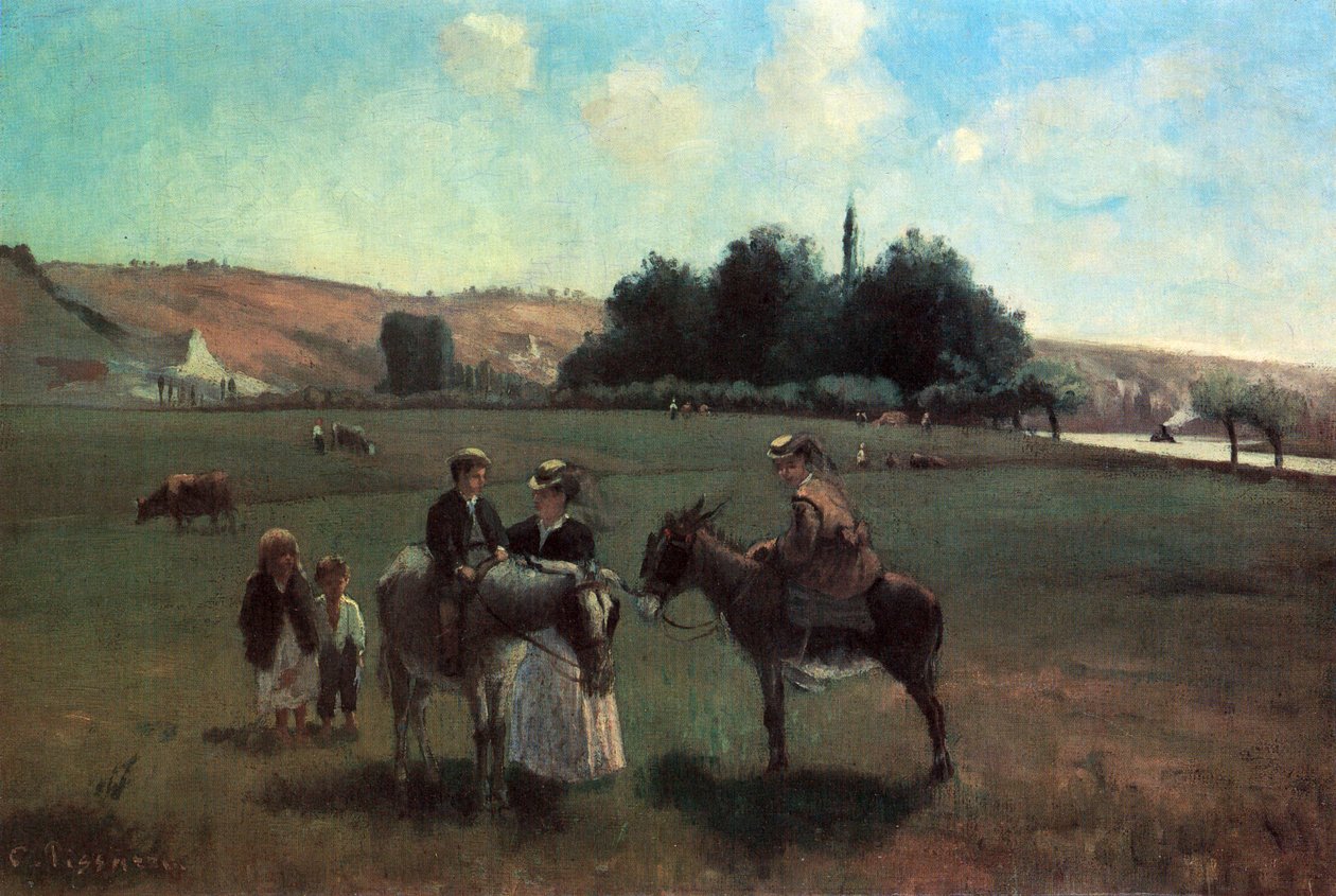 La Promenade à âne à La Roche-Guyon av Camille Jacob Pissarro