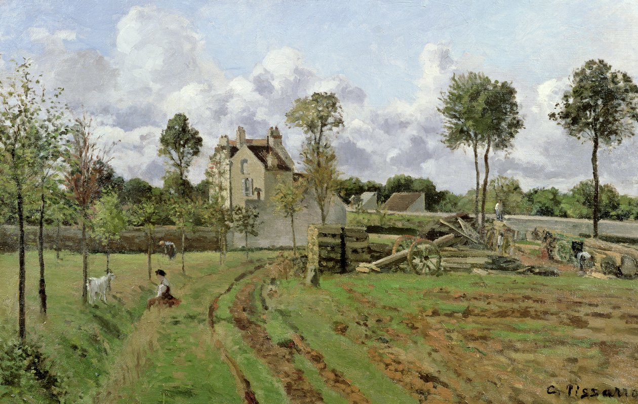 Landskap, Louveciennes, ca 1872 av Camille Jacob Pissarro