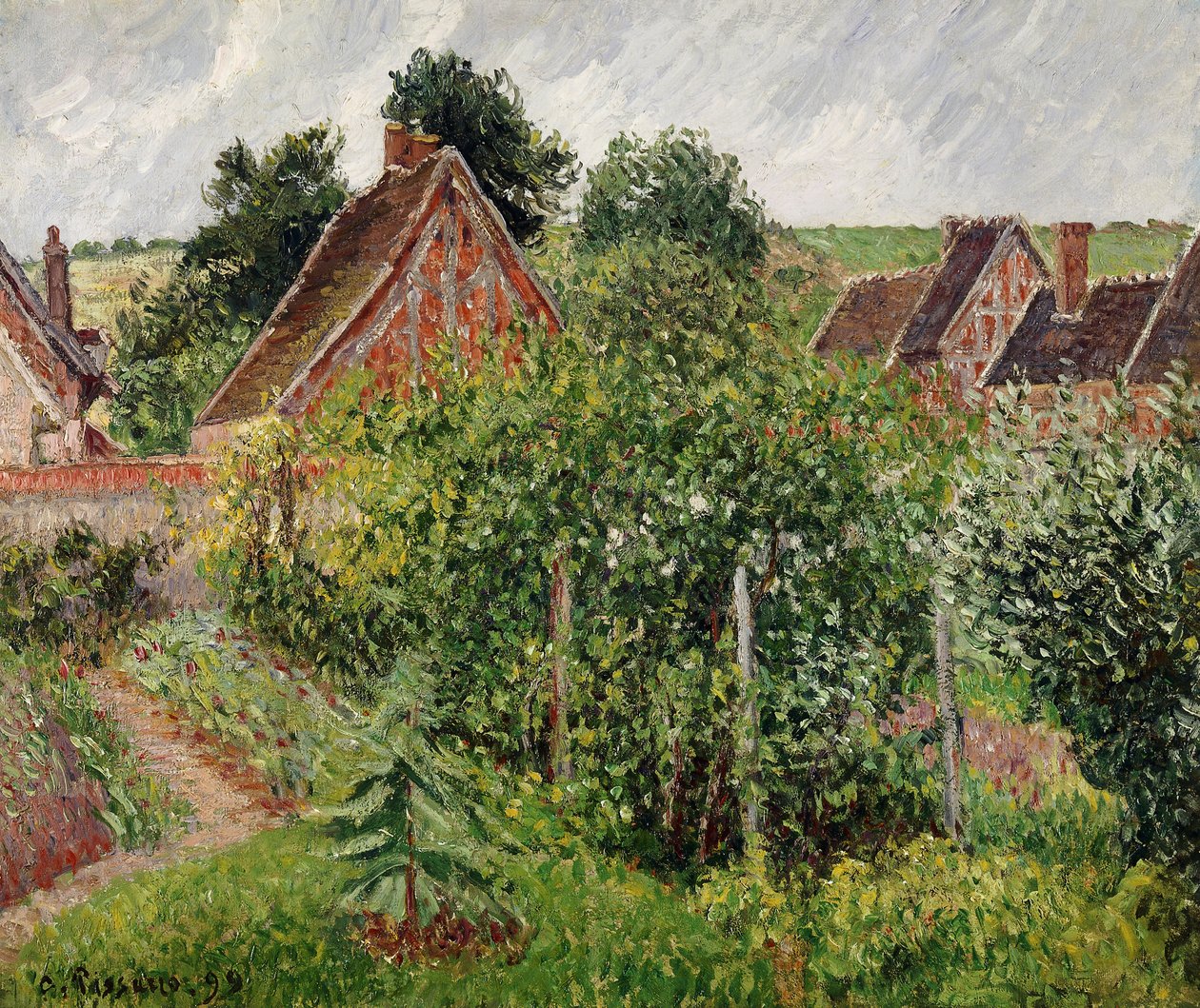 Landskap med stugtak, 1899 av Camille Jacob Pissarro