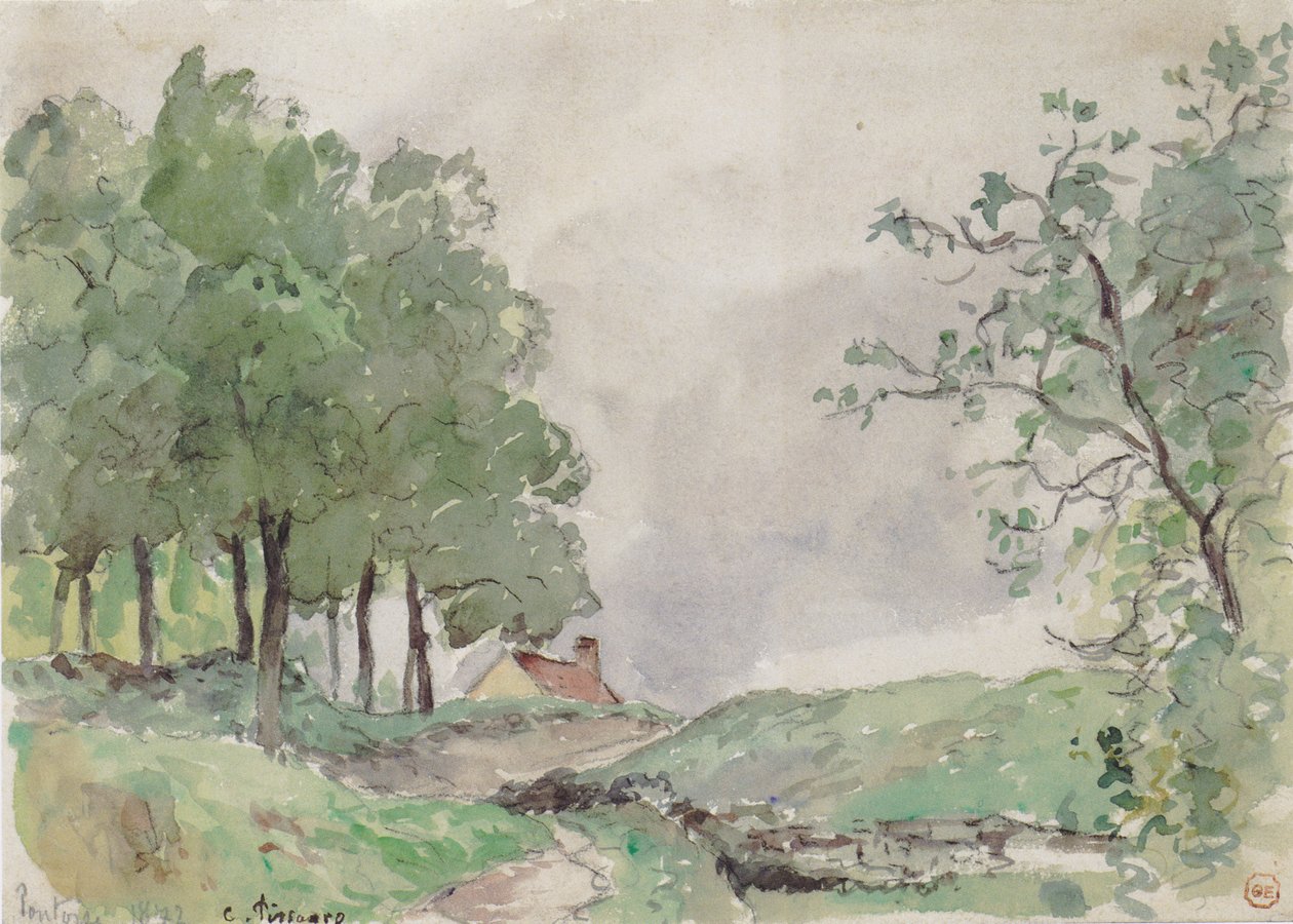Landskap nära Pontoise av Camille Jacob Pissarro