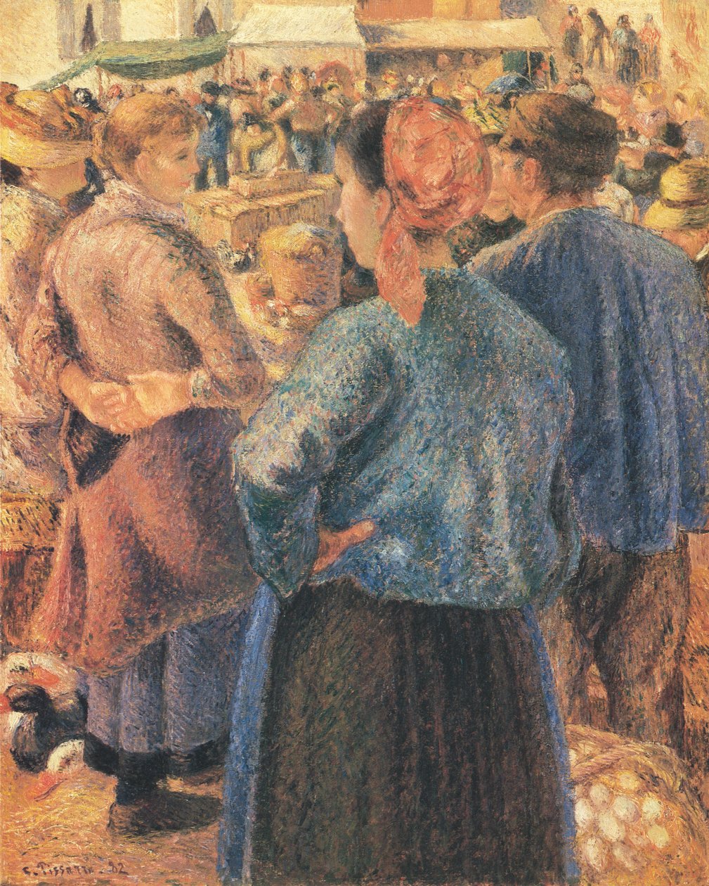 Le Marché à la volaille, Pontoise av Camille Jacob Pissarro