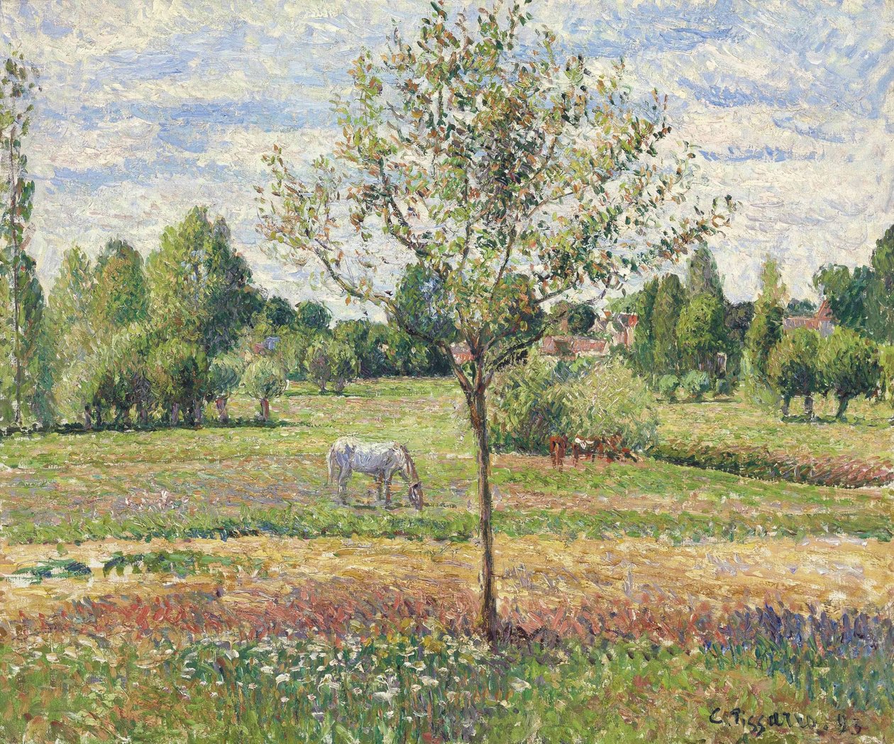 Le pré avec cheval gris, Eragny  av Camille Jacob Pissarro