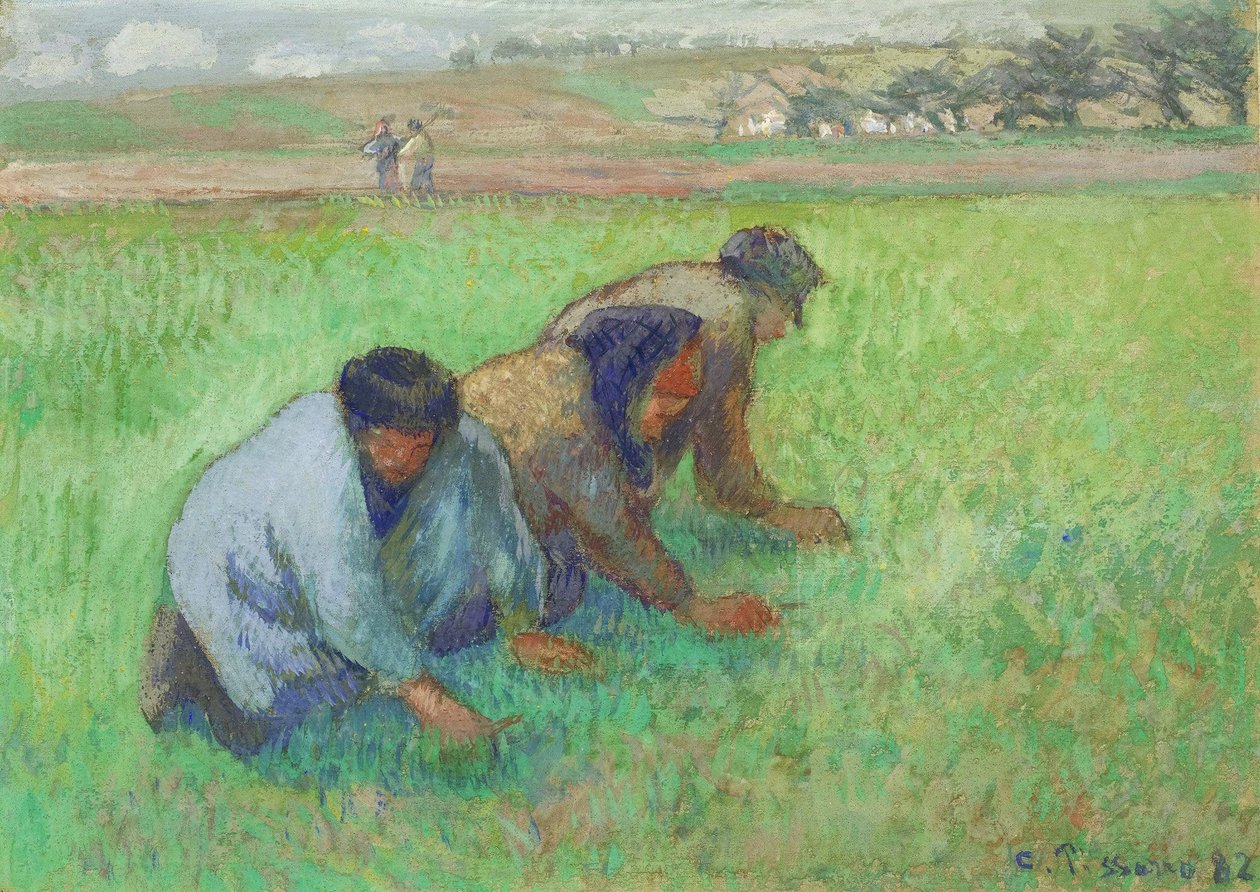 Les Sarcleurs  av Camille Jacob Pissarro