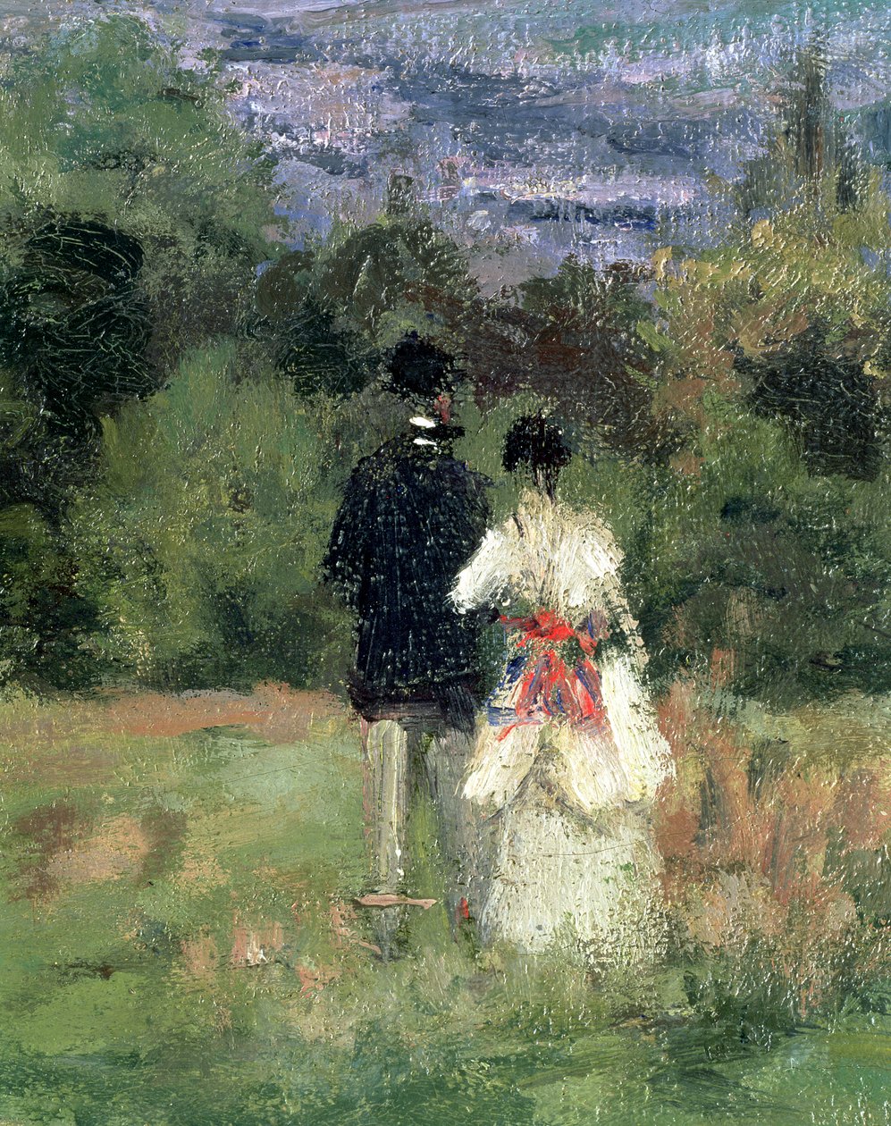 Louveciennes, detalj av älskare av Camille Jacob Pissarro
