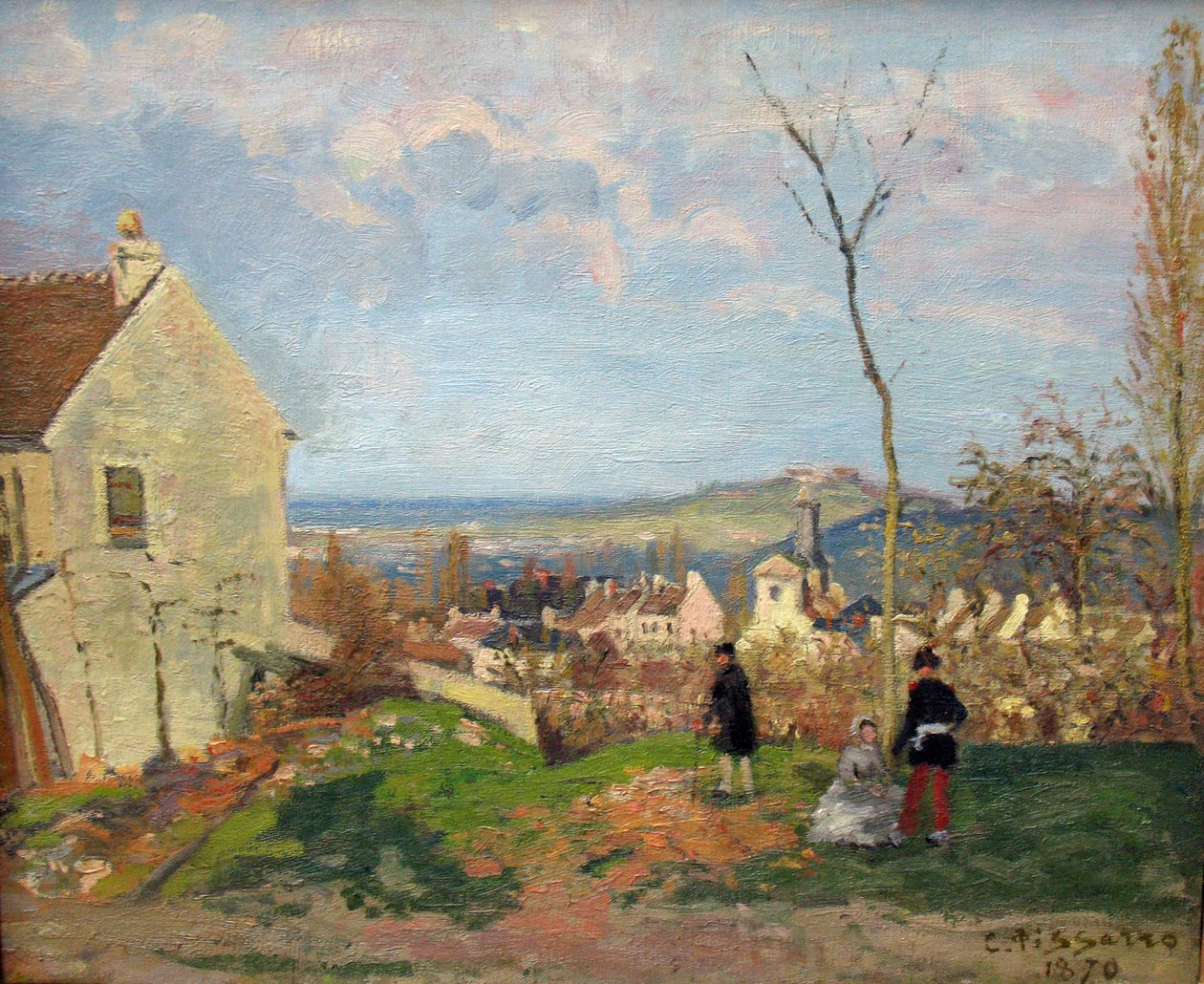 Louveciennes mit dem Mont Valérien im Hintergrund av Camille Jacob Pissarro