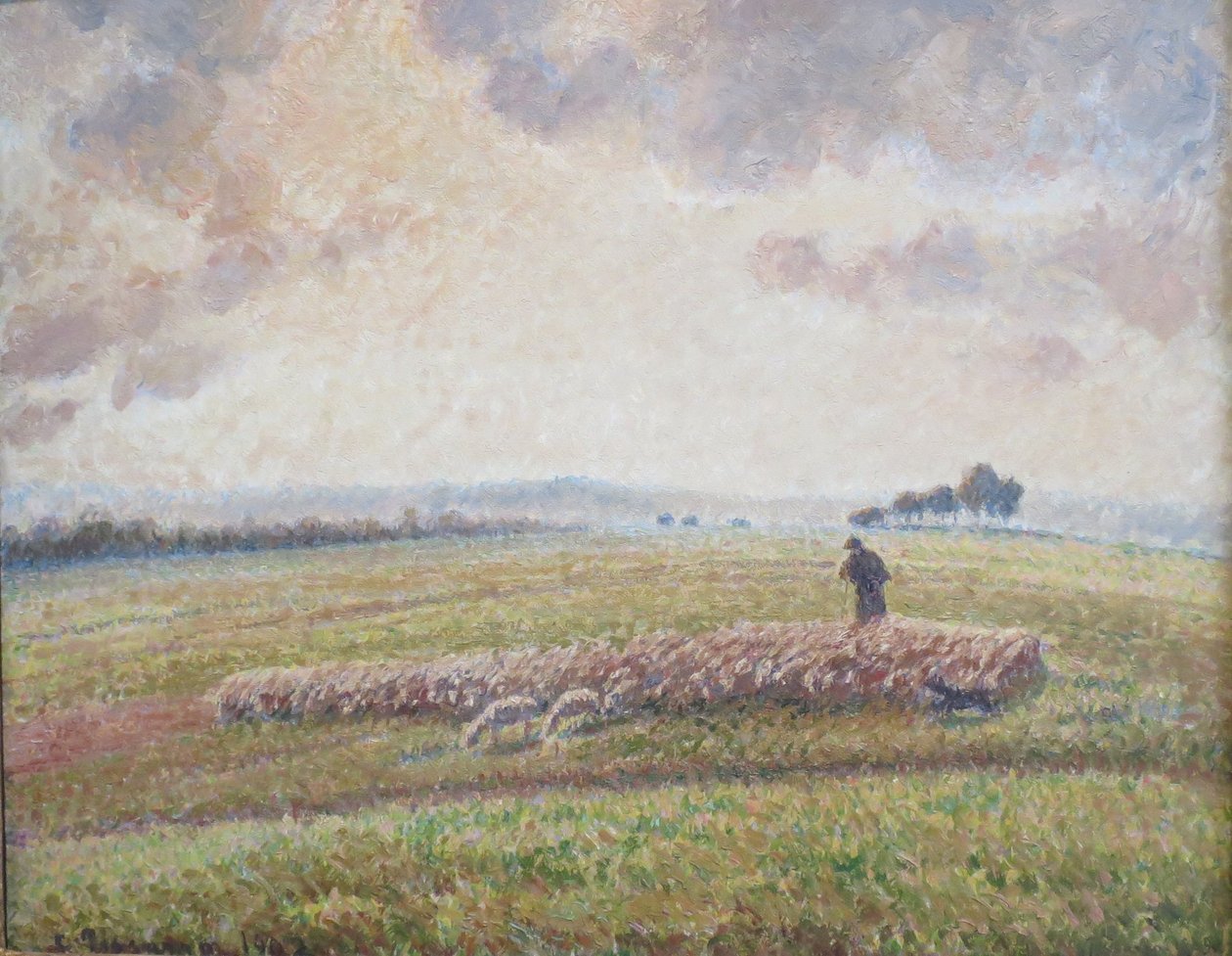 Paysage avec troupeau de moutons av Camille Jacob Pissarro