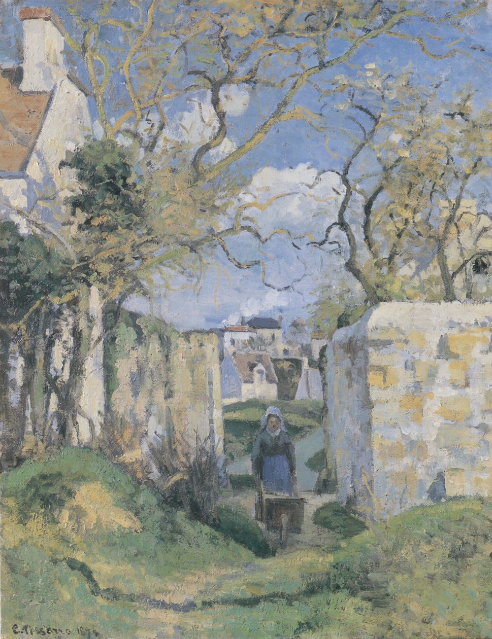 Paysanne poussant une broutte, Maison Roudest, Pontoise av Camille Jacob Pissarro