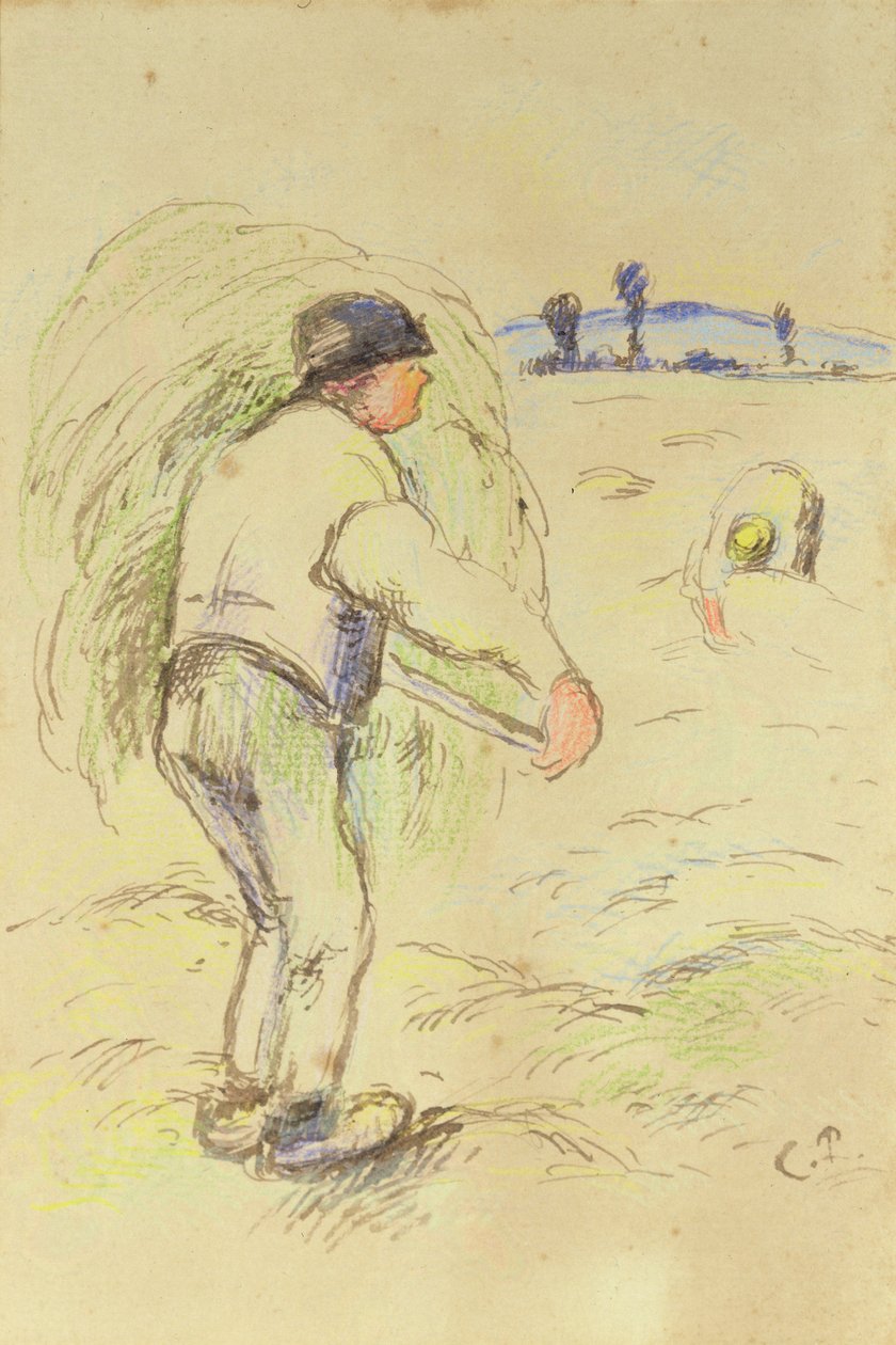 Bönders slåtter, ca 1884 (wc och bläck på papper) av Camille Jacob Pissarro