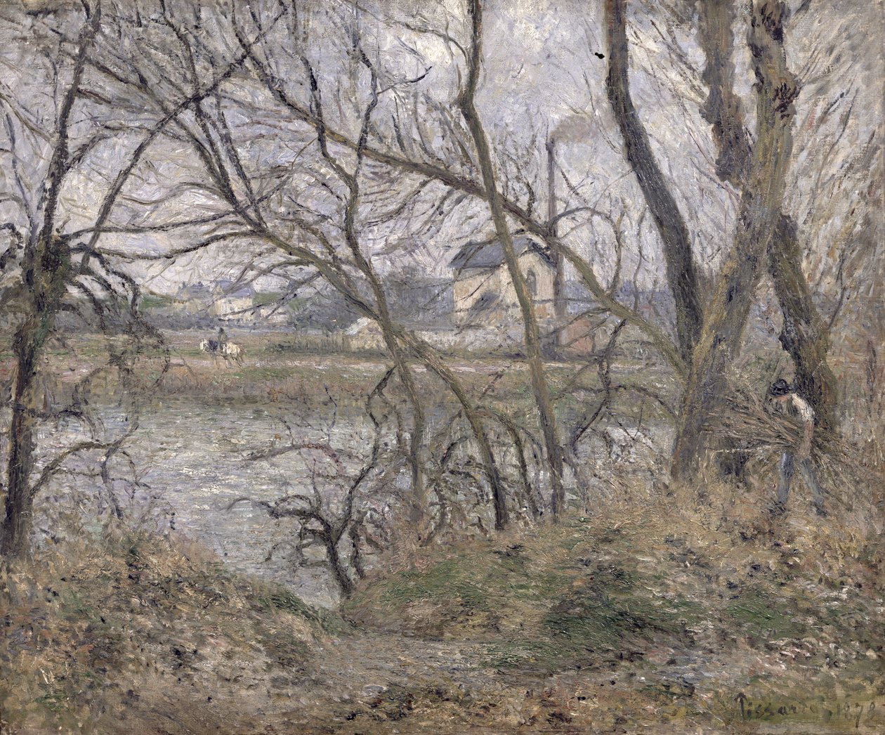 The Banks of the Oise, nära Pontoise, molnigt väder, 1878 av Camille Jacob Pissarro