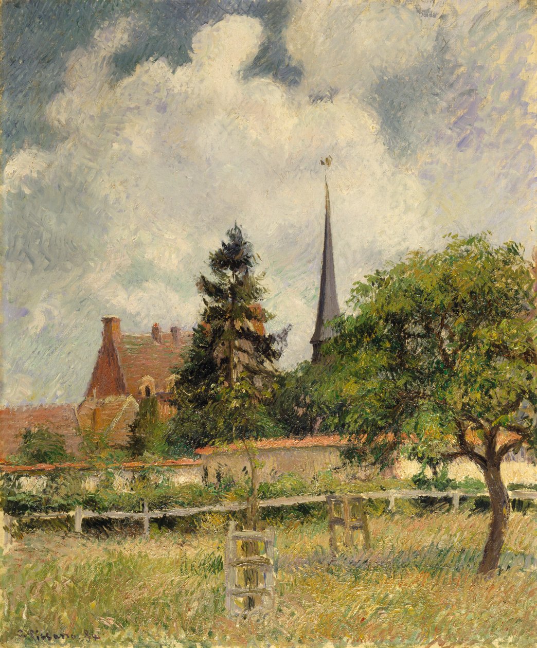 The Church at Eragny av Camille Jacob Pissarro