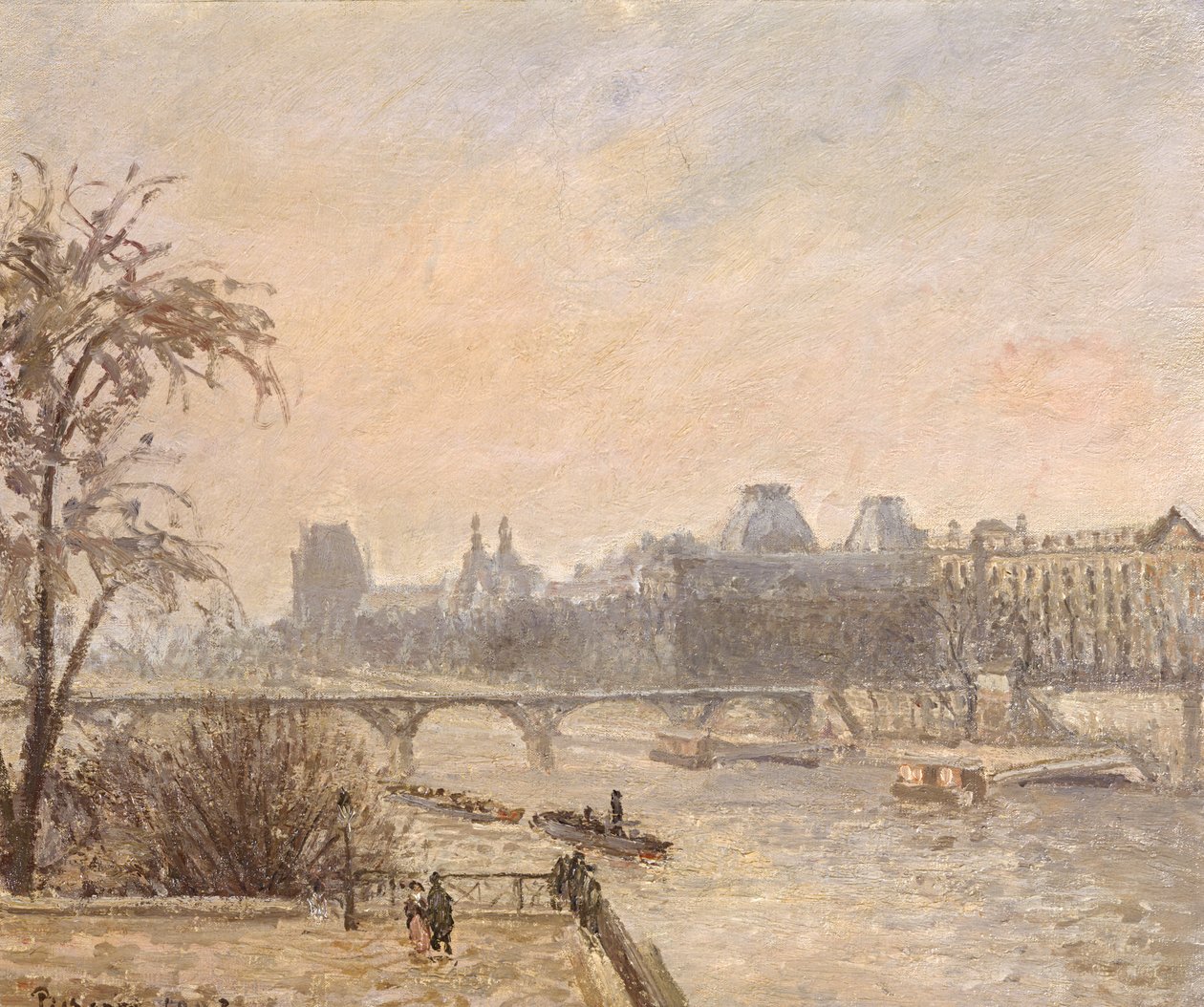Seine och Louvren, 1903 av Camille Jacob Pissarro