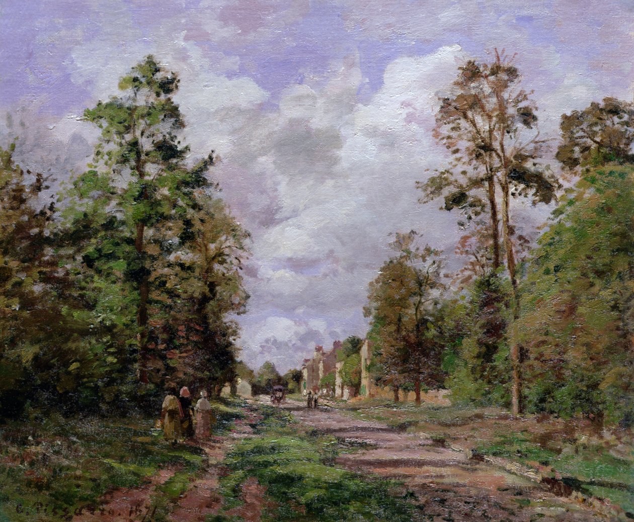 Vägen till Louveciennes i kanten av skogen, 1871 av Camille Jacob Pissarro