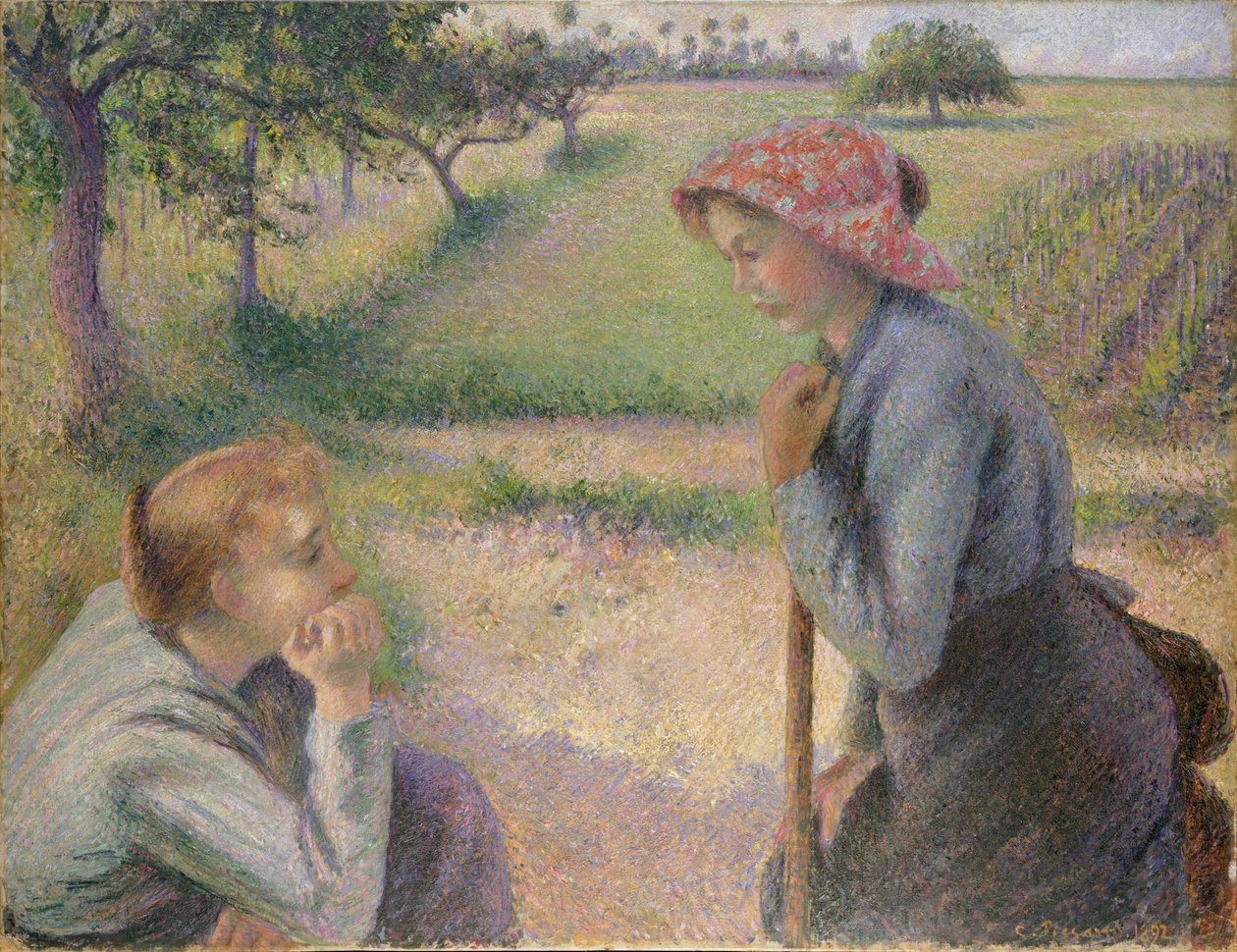 Two Young Peasant Women av Camille Jacob Pissarro