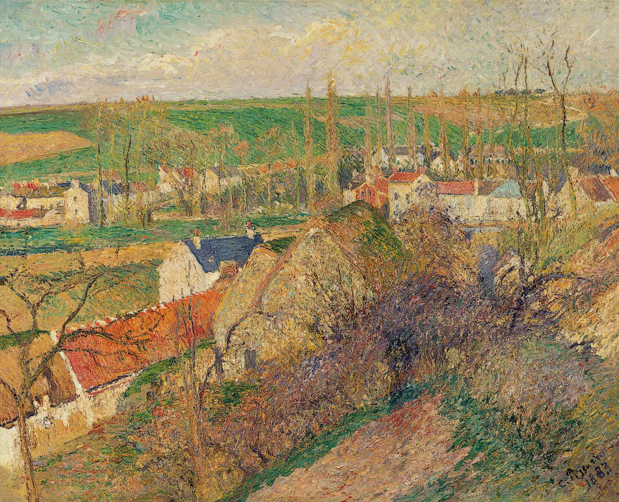 Vue sur le village dOsny  av Camille Jacob Pissarro