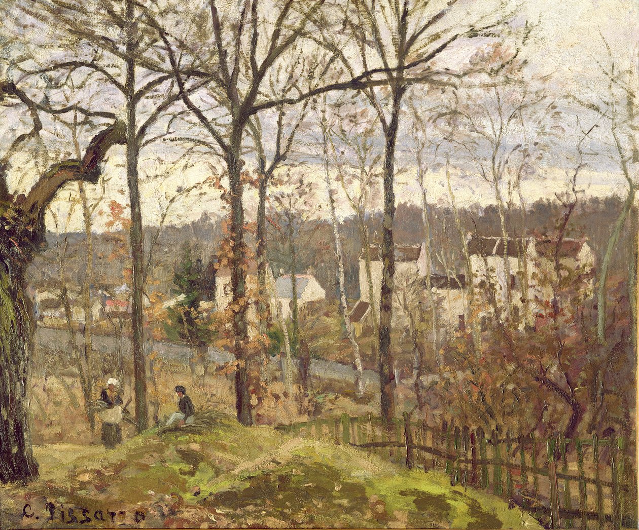 Vinterlandskap vid Louveciennes, ca 1870 av Camille Jacob Pissarro