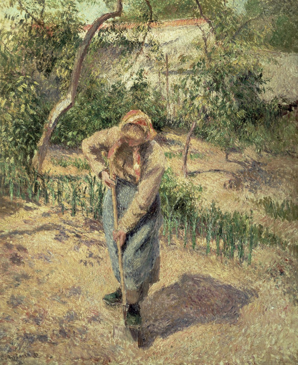 Kvinna som gräver i en fruktträdgård, 1882 av Camille Jacob Pissarro