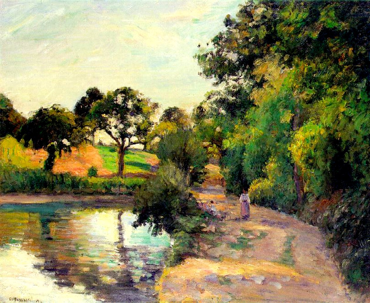 En damm vid Montfoucault, 1874 av Camille Jacob Pissarro
