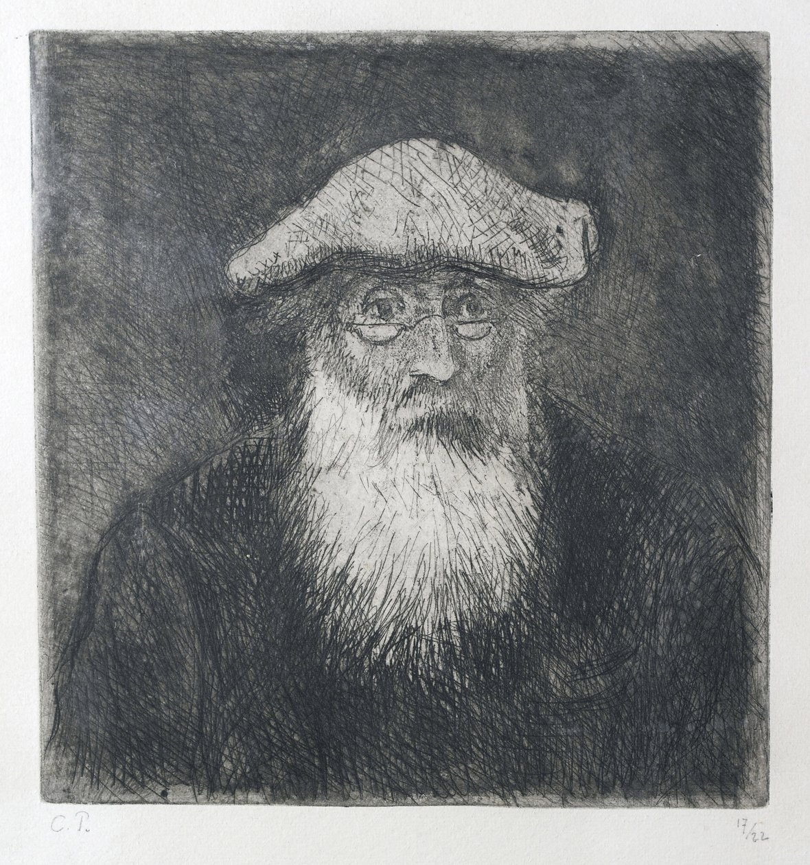 Camille Pissarro, själv, ca 1890 (etsning och akvatint på zink) av Camille Jacob Pissarro
