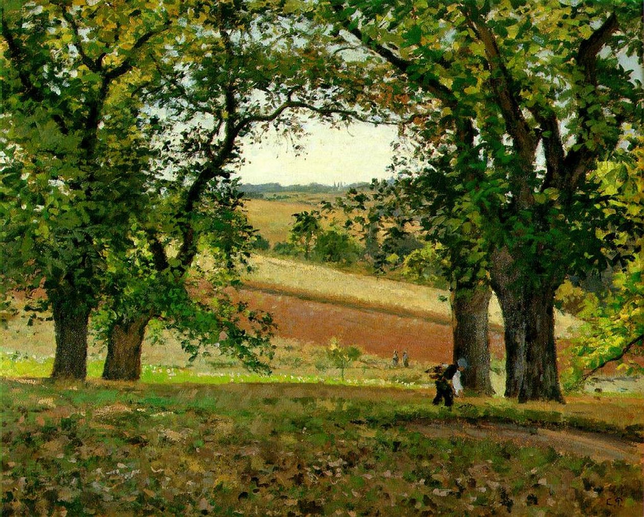 Kastanjeträd vid Osny, ca 1873 av Camille Jacob Pissarro
