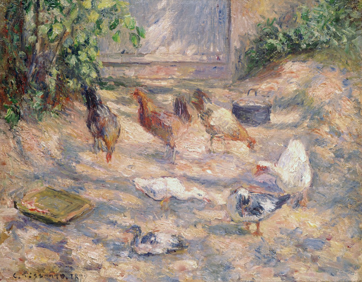 Gården i Pontoise, 1877 av Camille Jacob Pissarro