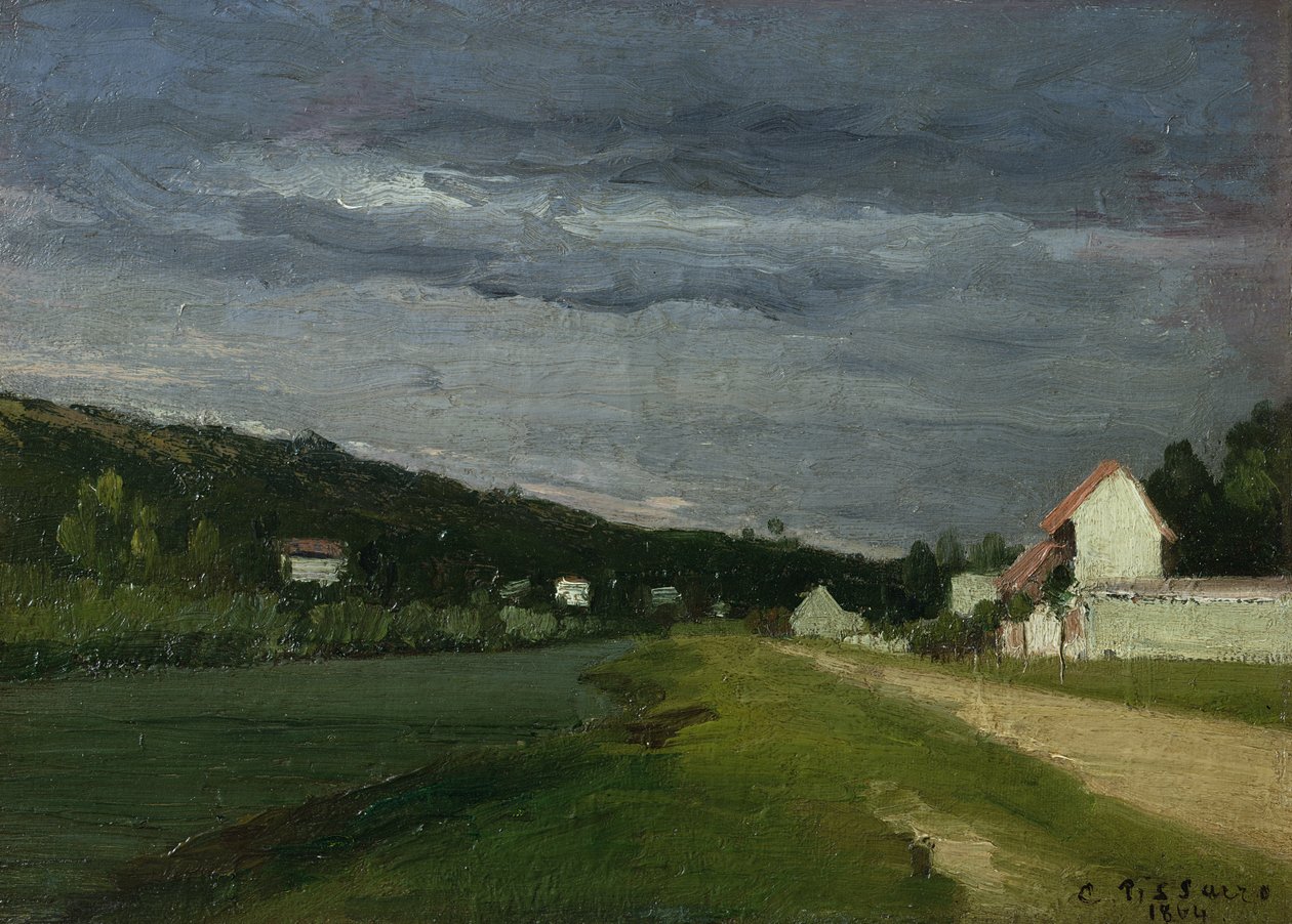 Landskap med stormig himmel, 1864 av Camille Jacob Pissarro