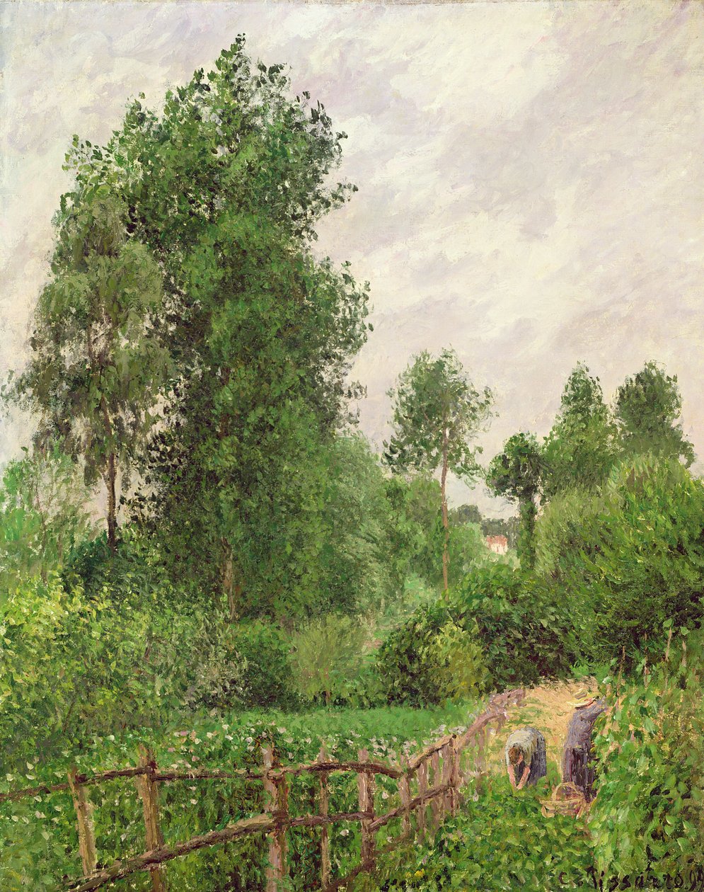 Landskap, grått väder i Eragny, 1899 av Camille Jacob Pissarro