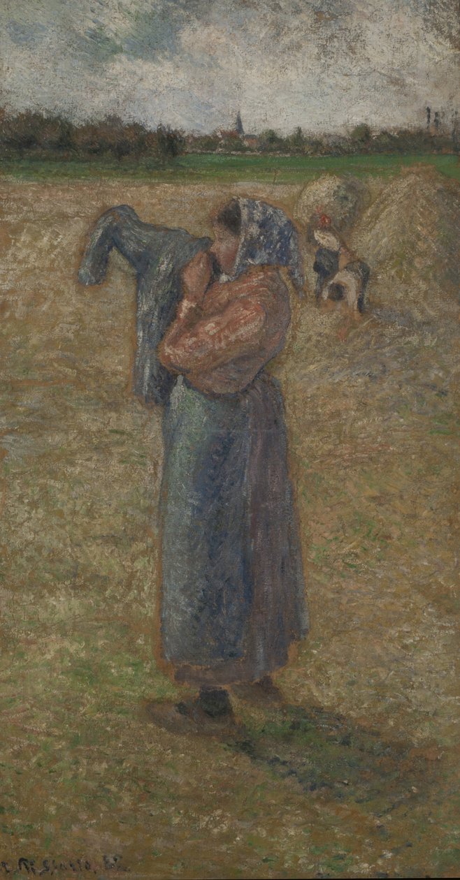 Bonde kvinna i ett fält av Camille Jacob Pissarro