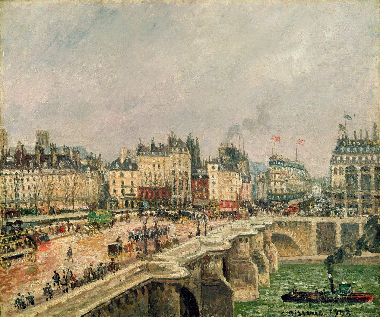 Pont Neuf, effekten av regn, 1903 av Camille Jacob Pissarro