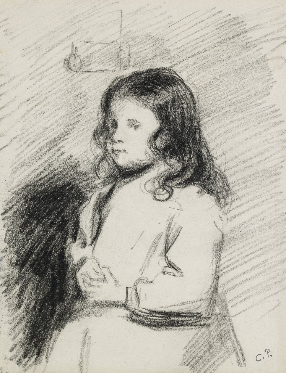 Porträtt av Ludovic-Rodo Pissarro (1878-1952), ca. 1883 - 1884 (svart krita) av Camille Jacob Pissarro