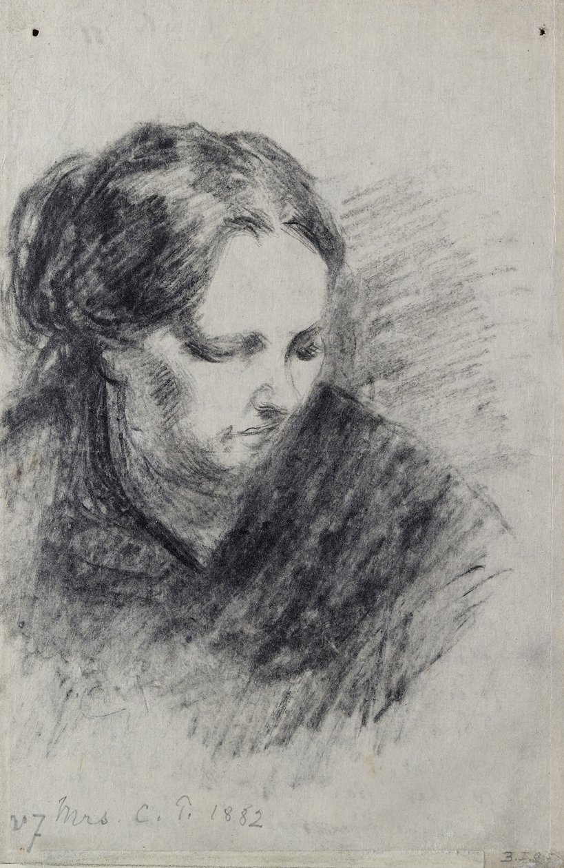 Porträtt av Madame Pissarro, 1882 (svart krita) av Camille Jacob Pissarro