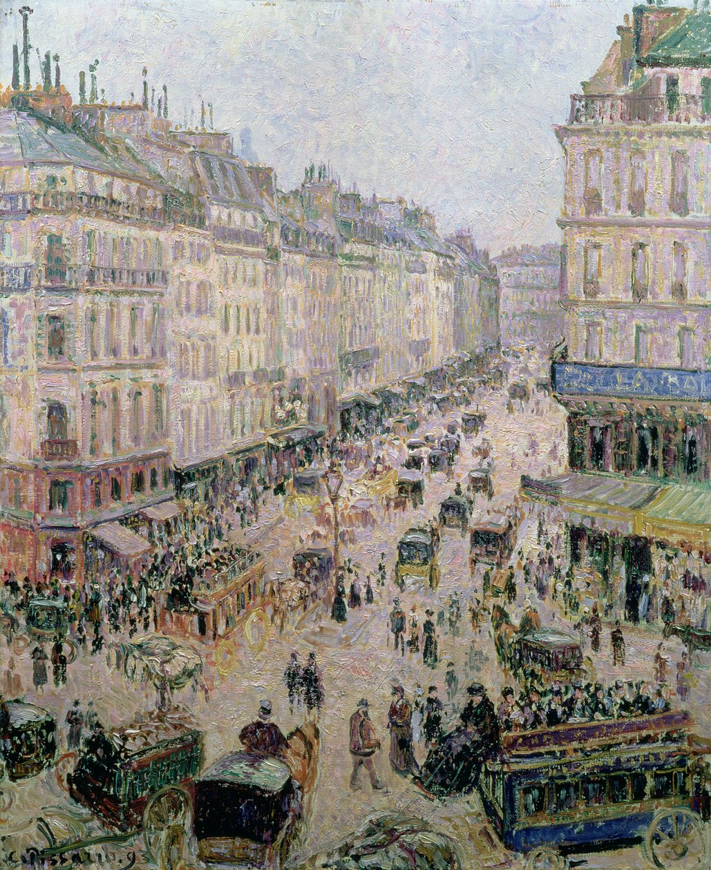 Rue Saint-Lazare, Paris, klart väder, 1893 av Camille Jacob Pissarro