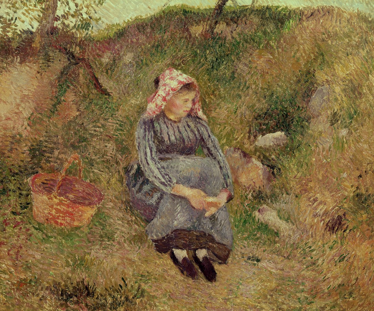 Sittande bondflicka, 1883 av Camille Jacob Pissarro