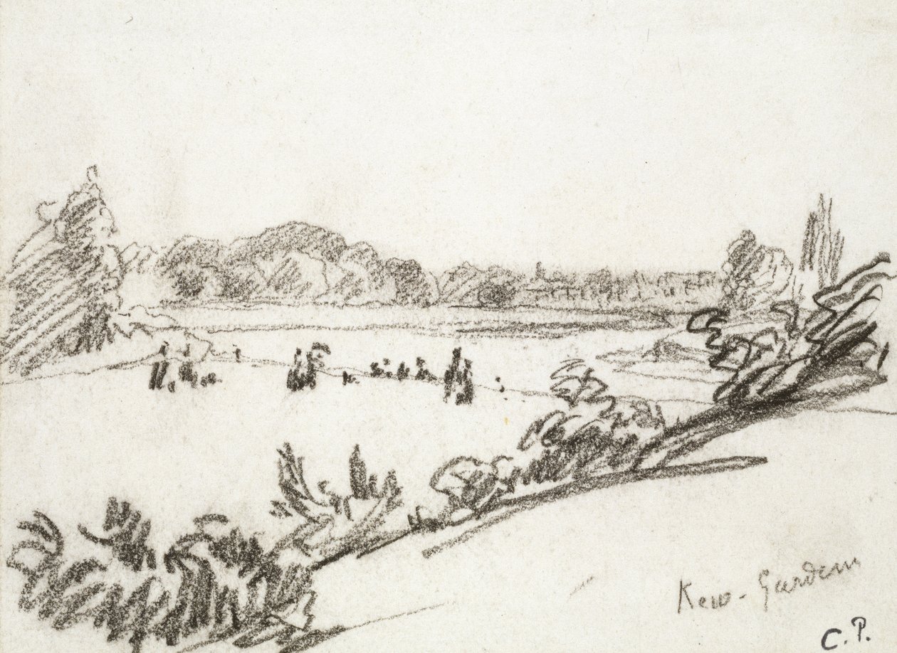 Studie av Kew Gardens (kol) av Camille Jacob Pissarro