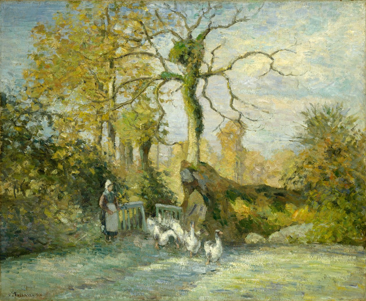 Gåsflickan i Montfoucault (White Frost), 1875 av Camille Jacob Pissarro