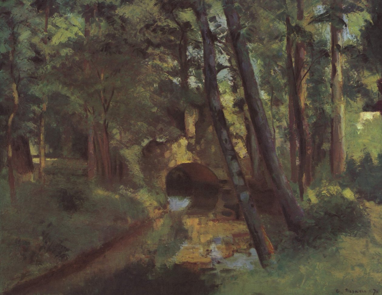 Den lilla bron, pontoise av Camille Jacob Pissarro