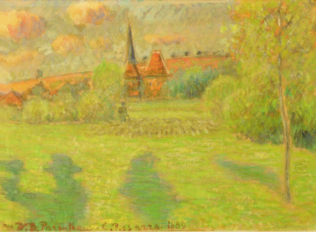 Herden och kyrkan i Eragny, 1889 av Camille Jacob Pissarro