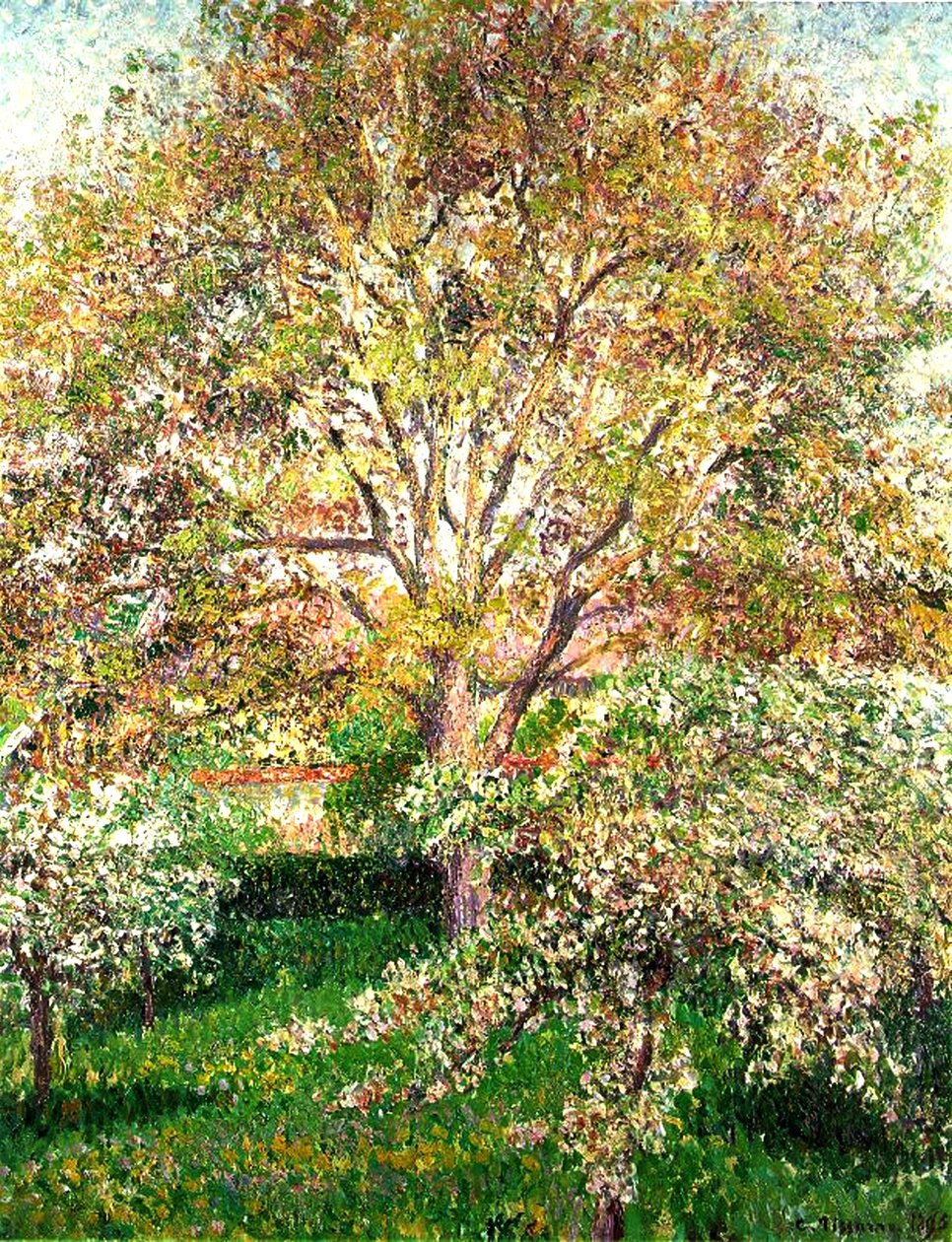 Blommande träd i Eragny, 1895 av Camille Jacob Pissarro