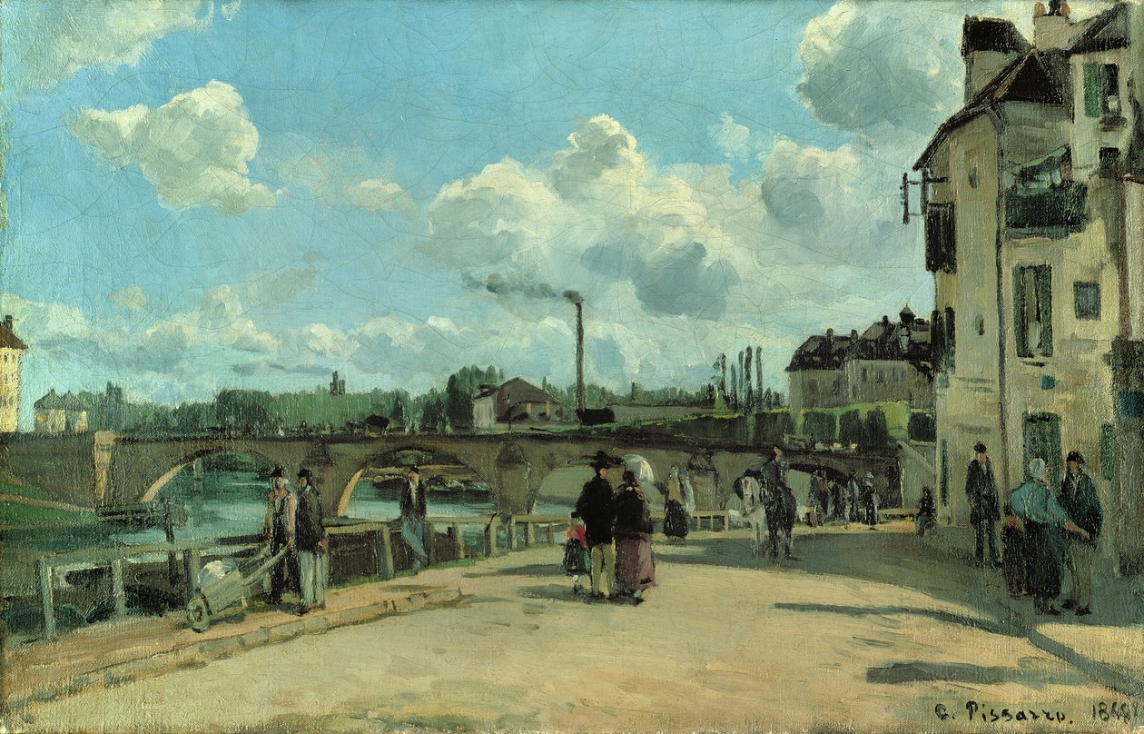 Utsikt över Pontoise: Quai au Pothuis, 1868 av Camille Jacob Pissarro