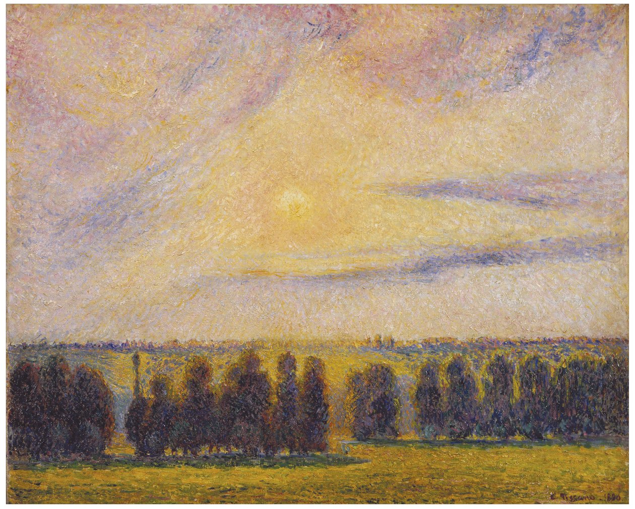 Sunset at Eragny av Camille Jacob Pissarro