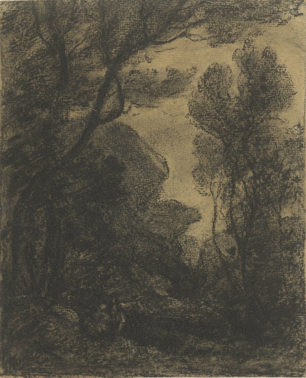 Skogsutsikt på natten av Camille Corot