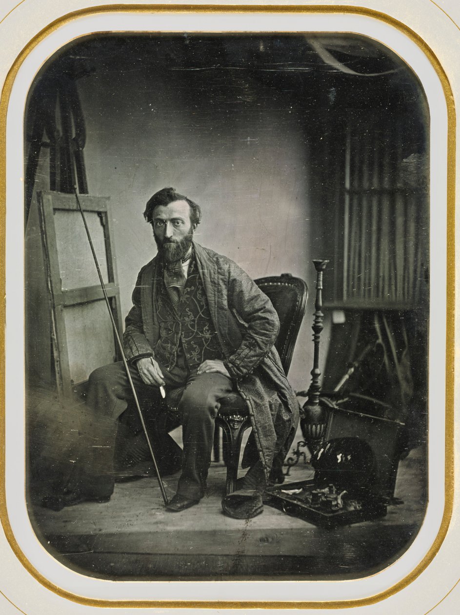 Självporträtt i målarstudio, ca. 1843. av Camille Dolard