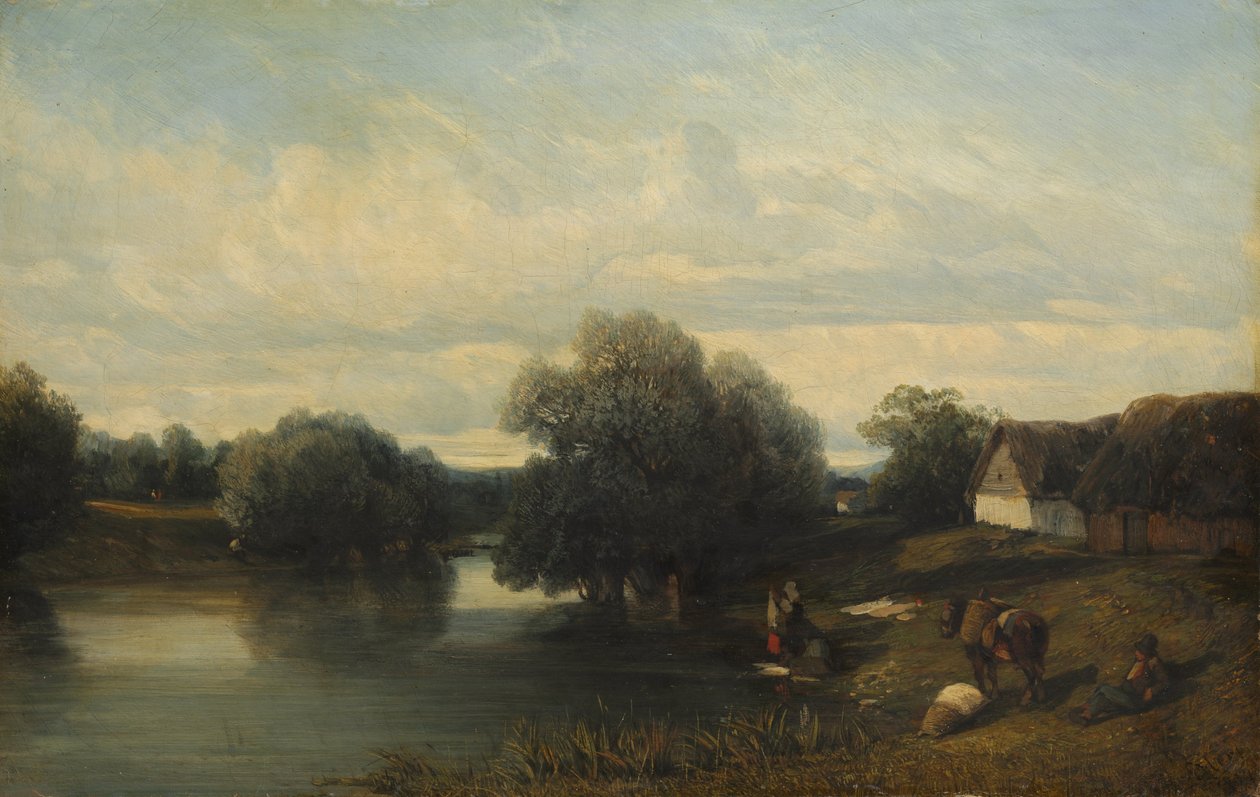 Cottage by the River med Tvätterskorna av Camille Flers