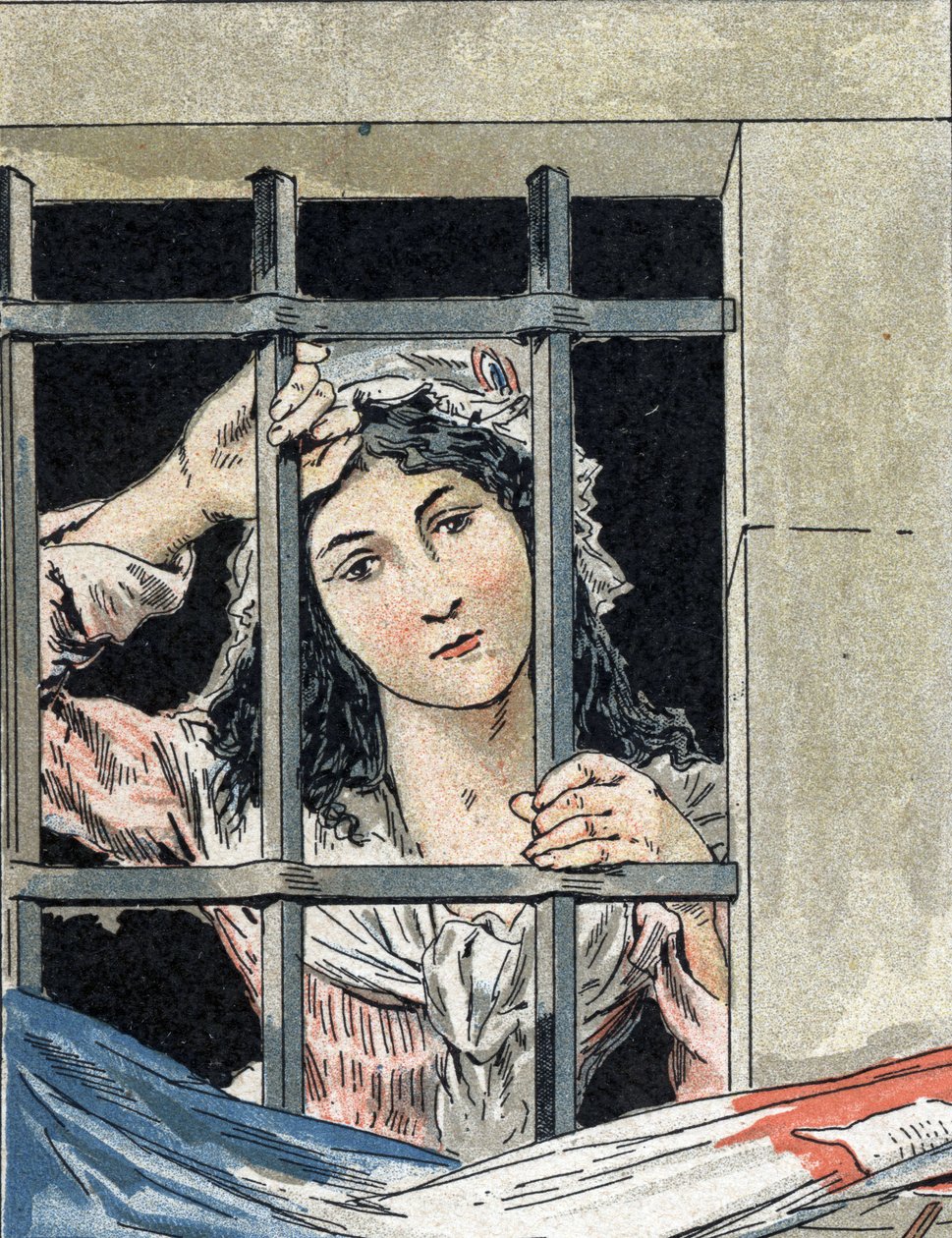 Charlotte Corday (1768-1793) som mördade Jean-Paul (Jean Paul) Marat, i fängelse. av Camille Gilbert