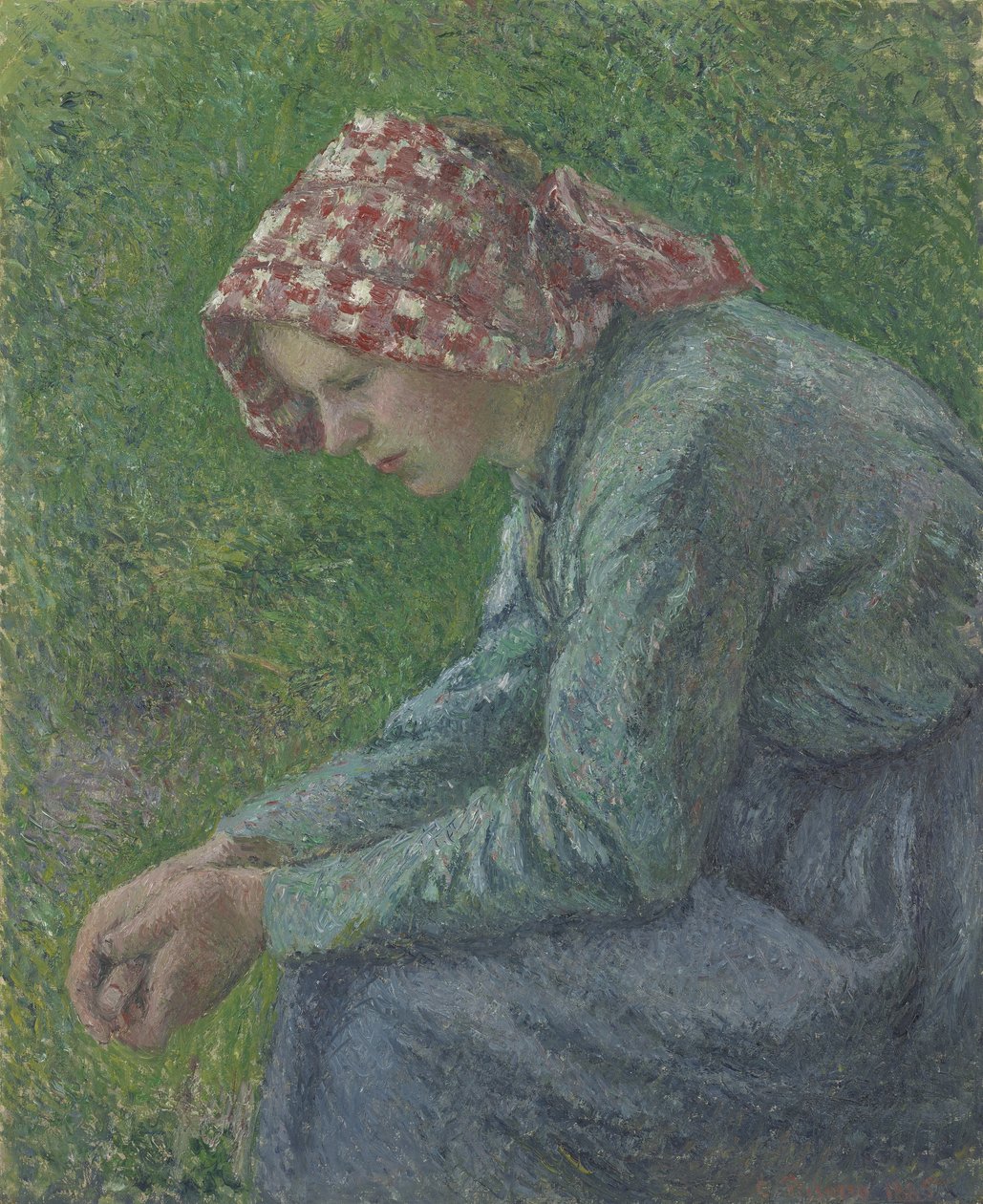 En sittande bondkvinna, 1885 av Camille Jacob Pissarro