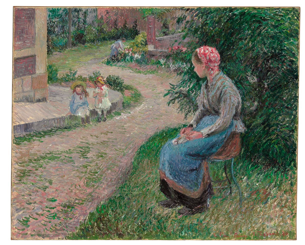 En tjänare som satt i trädgården i Eragny, 1884 av Camille Jacob Pissarro